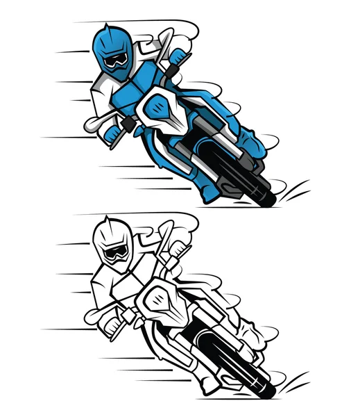 Coloring book Moto Cross cartoon character — Stock Vector