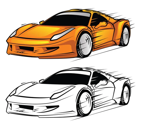 Livro para colorir Sport Car personagem dos desenhos animados — Vetor de Stock