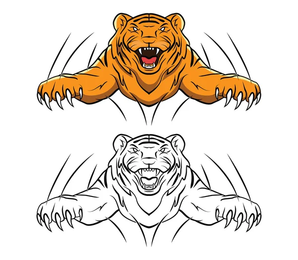 Libro para colorear Tigre personaje de dibujos animados — Archivo Imágenes Vectoriales