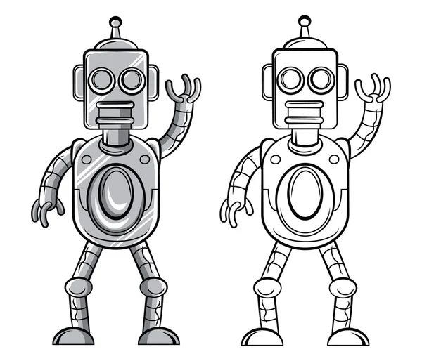 Malbuch Roboter Cartoon-Figur — Stockvektor