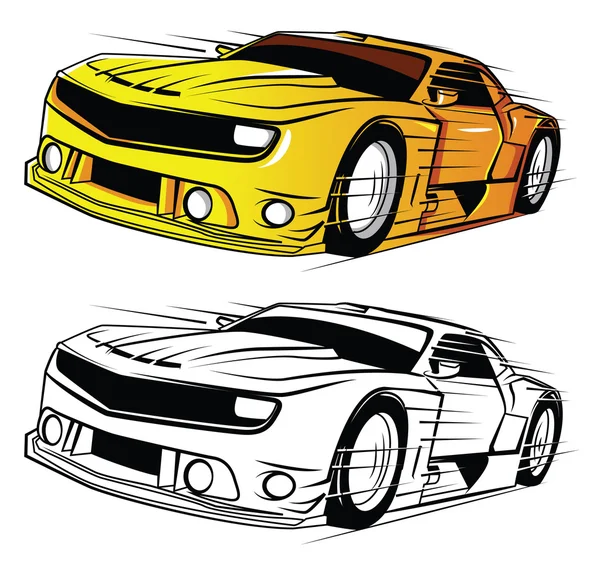 Libro da colorare Super Car personaggio dei cartoni animati Vettoriali Stock Royalty Free