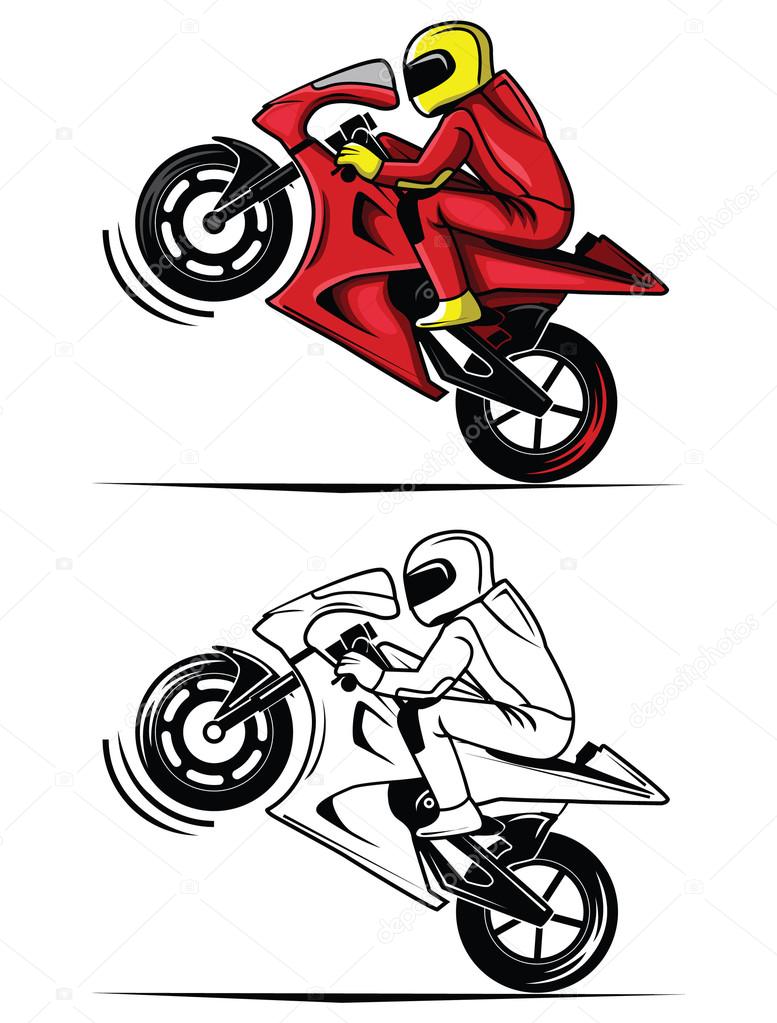Coloring book moto race cartoon character
