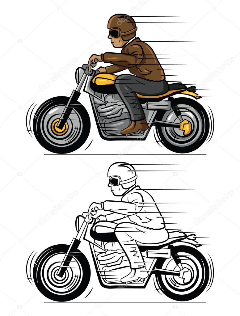 Desenhos para colorir de desenho de uma moto de corrida com seu piloto para  colorir 