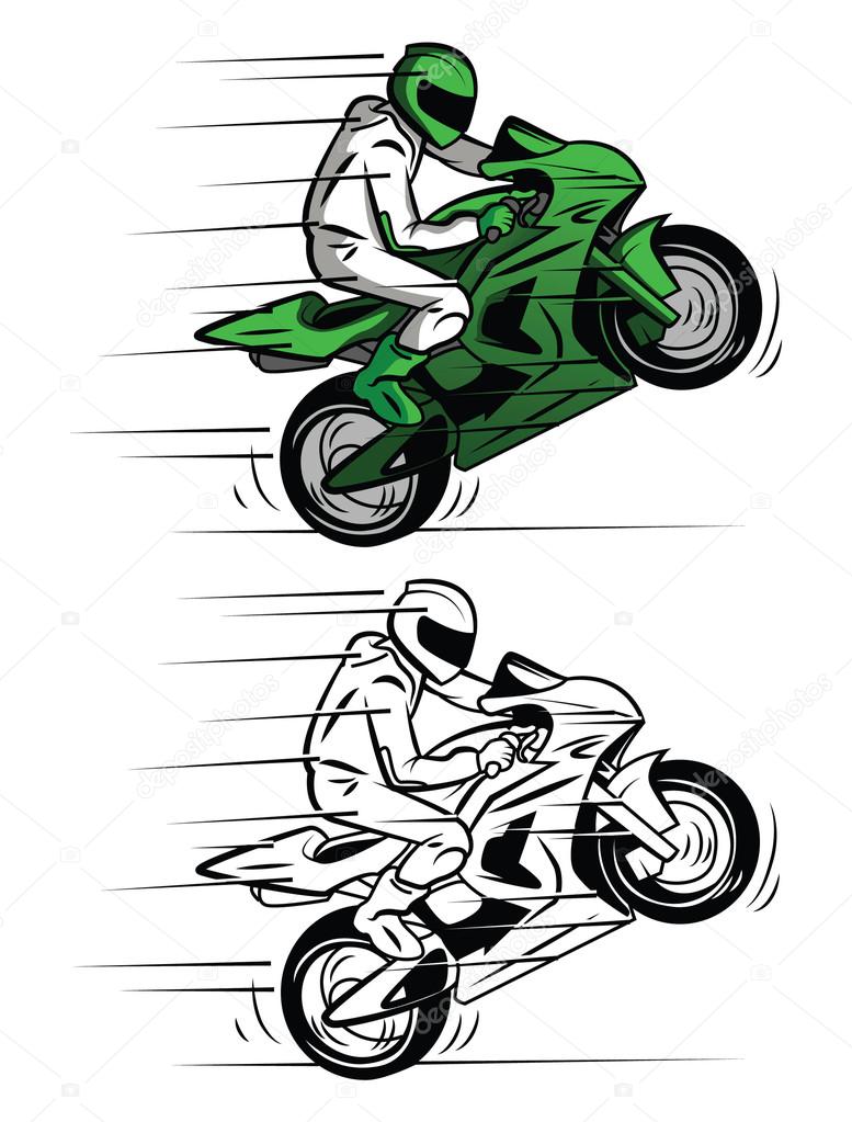 Coloring book Moto Race cartoon character