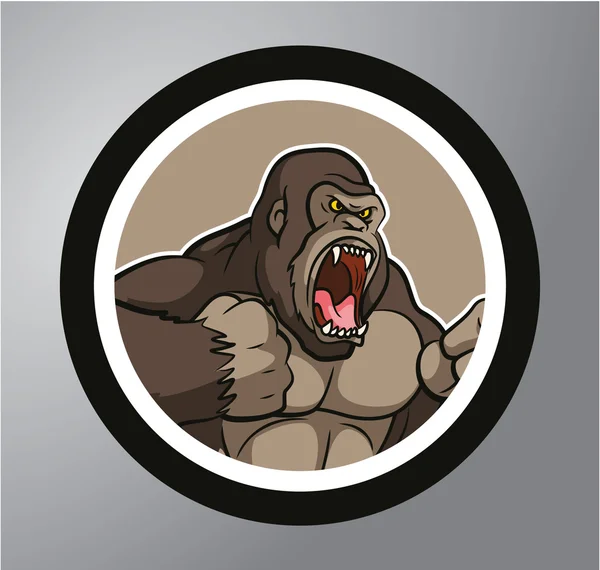 Gorilla cirkel sticker — Stockvector