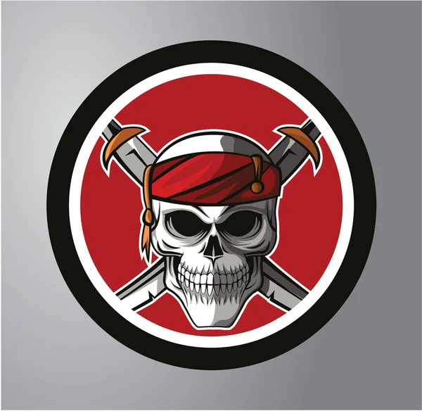 Calavera Piratas Círculo pegatina — Vector de stock