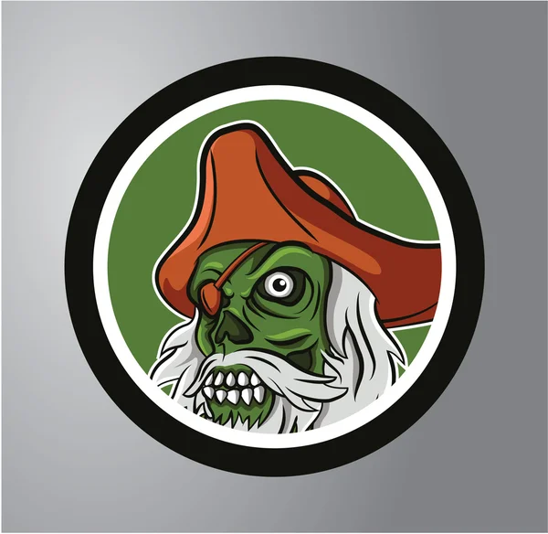 Pirates schedel cirkel sticker — Stockvector