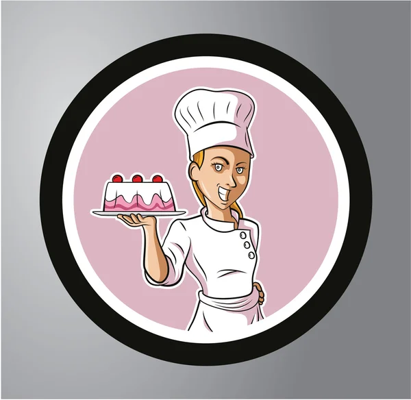 Chefs hembra Círculo pegatina — Vector de stock