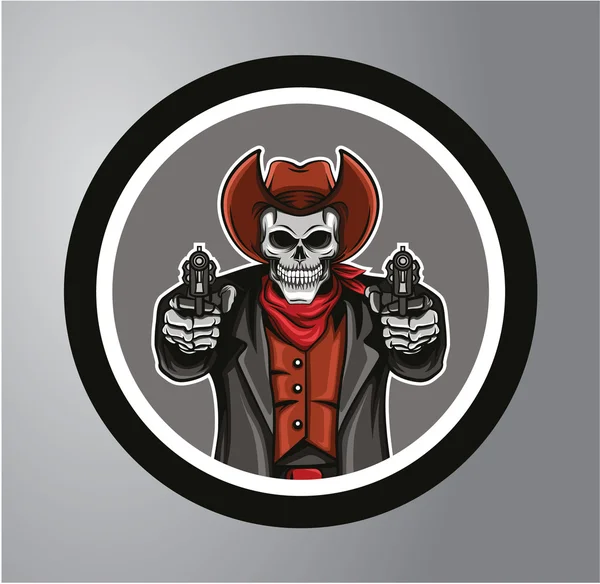 Cowboys skull Circle sticker — Stock Vector