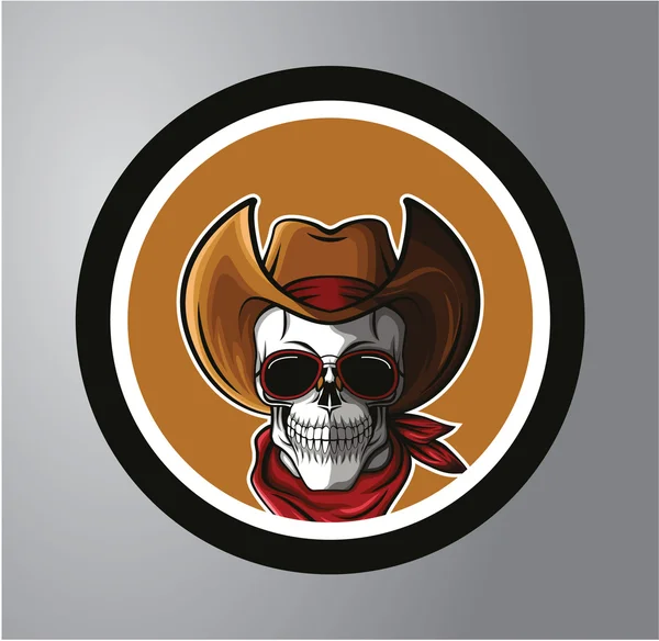 Calavera Cowboy Círculo pegatina — Vector de stock