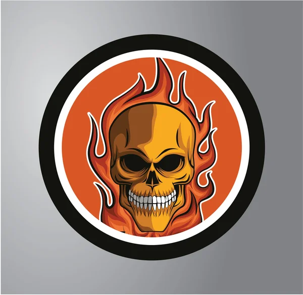 Feuer Totenkopf Kreis Aufkleber — Stockvektor