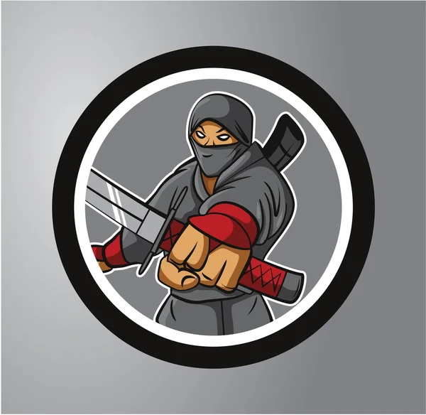 Ninjas Kreis-Aufkleber — Stockvektor