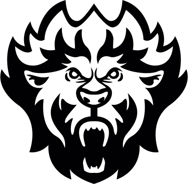 Símbolo de cabeça de leão irritado — Vetor de Stock
