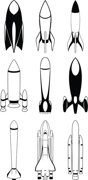 Raketa ilustrace kolekce — Stockový vektor