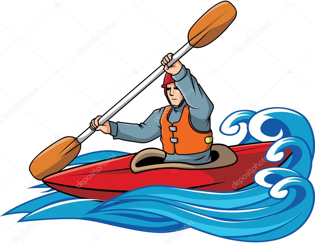 Kayaking vector illustration design