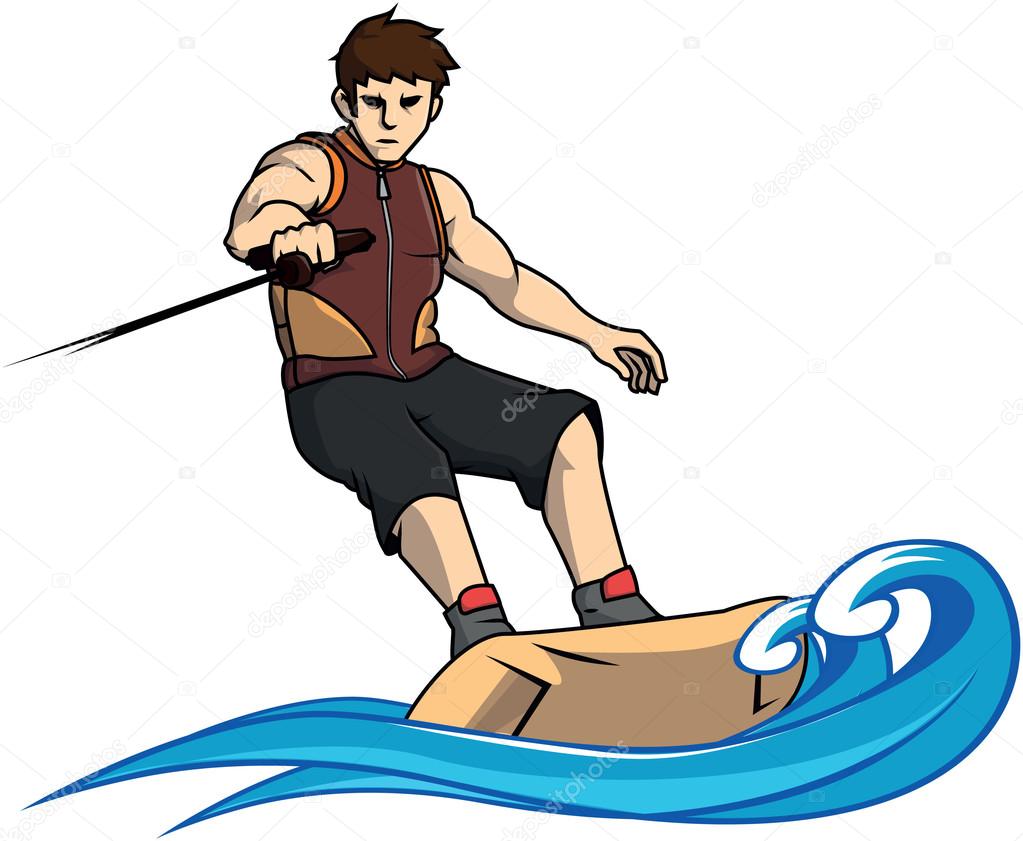 Wake boarding sport vector illustration