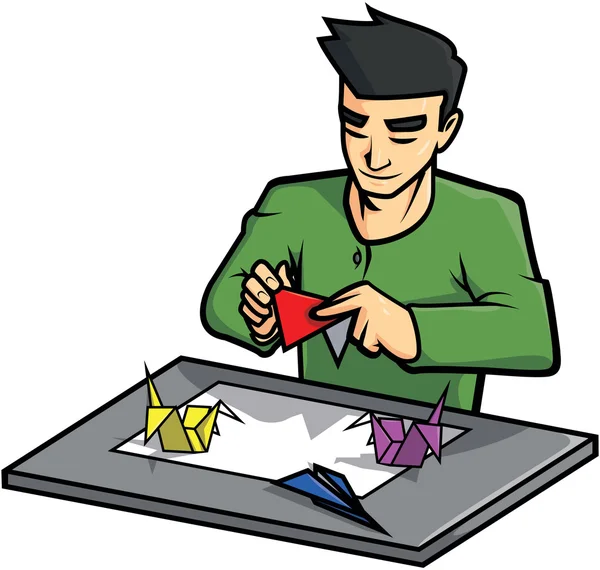 Homem jogando origami design de ilustração vetorial — Vetor de Stock