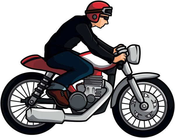 Eski motosiklet motorcu illüstrasyon tasarımı — Stok Vektör