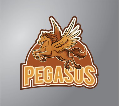 Pegasus illüstrasyon tasarım rozeti