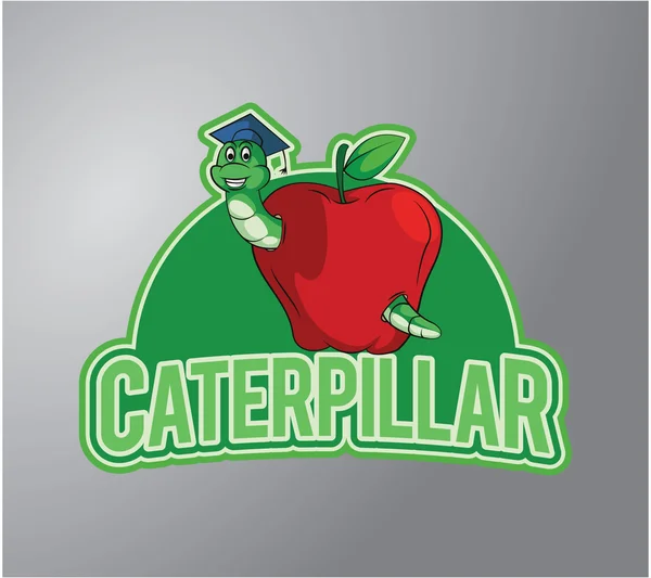 Caterpillar met apple illustratie — Stockvector