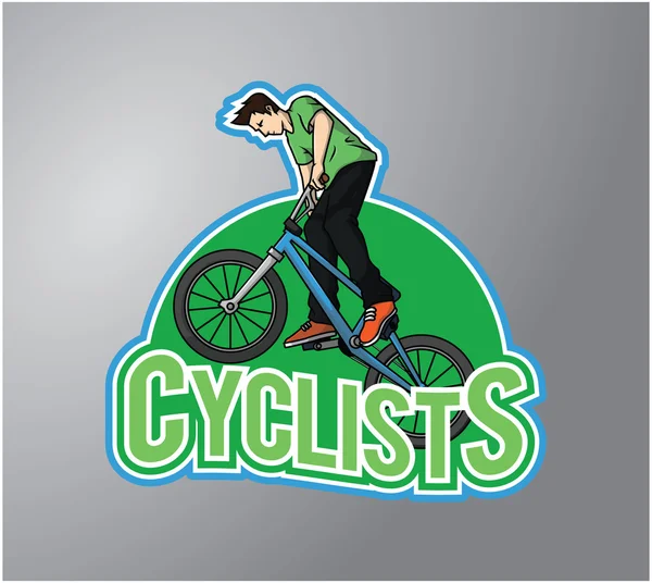 BMX Cyclist Ilustración insignia de diseño — Vector de stock