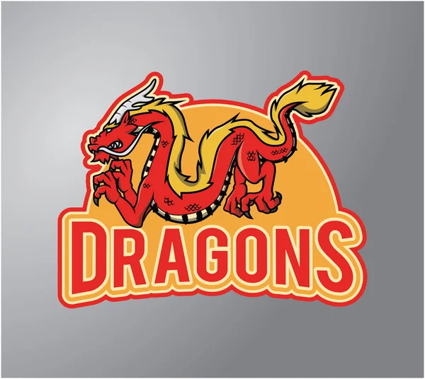 Dragon Illustration design badge — Stock Vector
