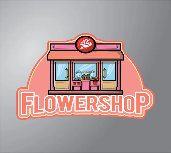 Flowershop 일러스트 디자인 배지 — 스톡 벡터