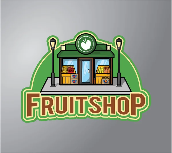 Fruta tienda Ilustración diseño insignia — Vector de stock