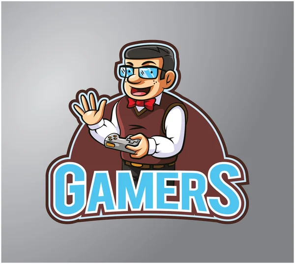 Gamers Illustration design badge — Stock Vector