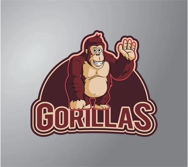 Gorila Ilustración diseño insignia — Vector de stock