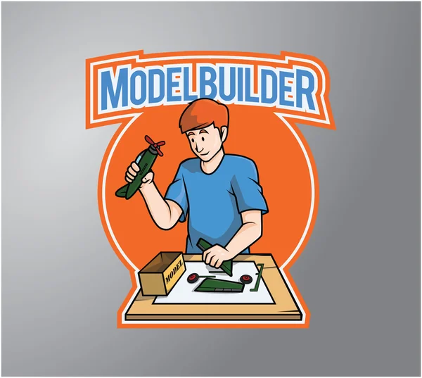 Modeling toy builder Illustration design badge — Stock Vector