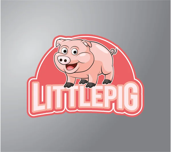 Littlepig Illustration design badge — Stock Vector