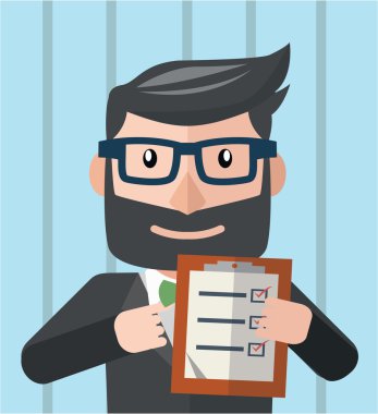 Yönetici adam Pano yarım vücut tutarak