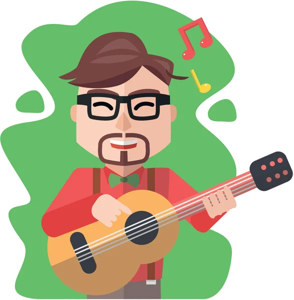 Empresário tocando guitarra cor plana desenho animado ilustração — Vetor de Stock