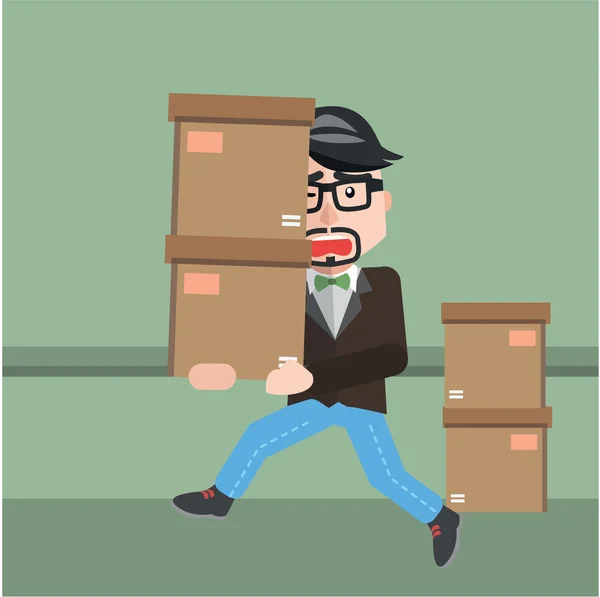 Business man deliver box — Stock Vector