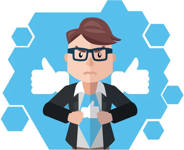 Business man social media hero — Stock Vector