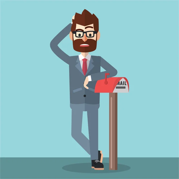 Business man waiting for mail — Stock Vector