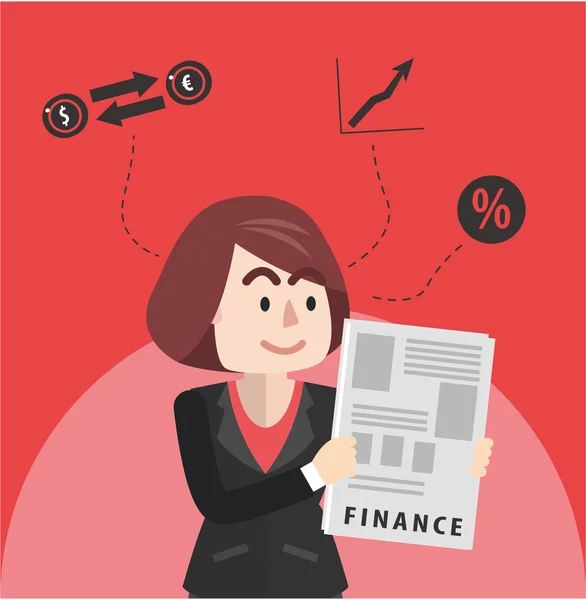 Femme d'affaires lecture rapport financier — Image vectorielle