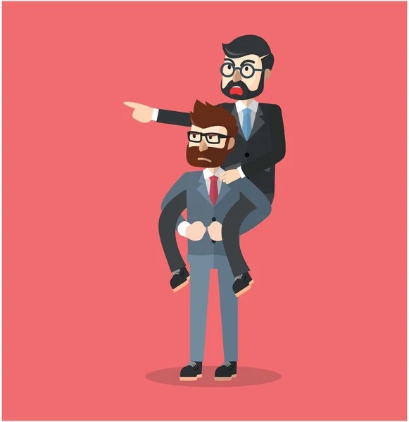 Business man piggy back Vector Graphics