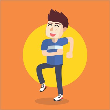 Boy up foot cartoon illustration