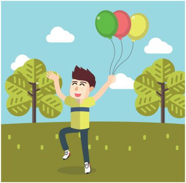 Mutlu oynarken ballons Başlarken çocuk
