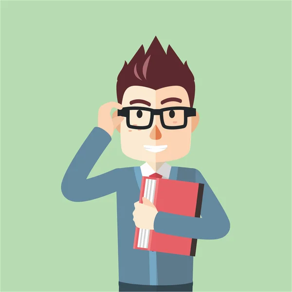 Nerd boy at campus — Stock Vector