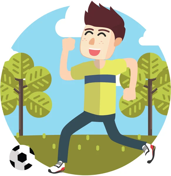 Niño jugando fútbol — Vector de stock