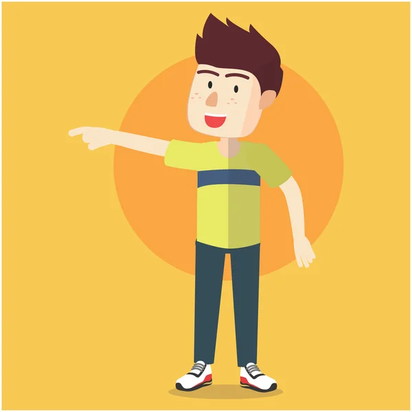 Garçon pointant avec t-shirt cutom — Image vectorielle