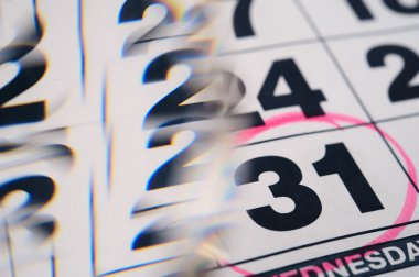 Aralık ayı otuz birinci takvim tarihi seçili.