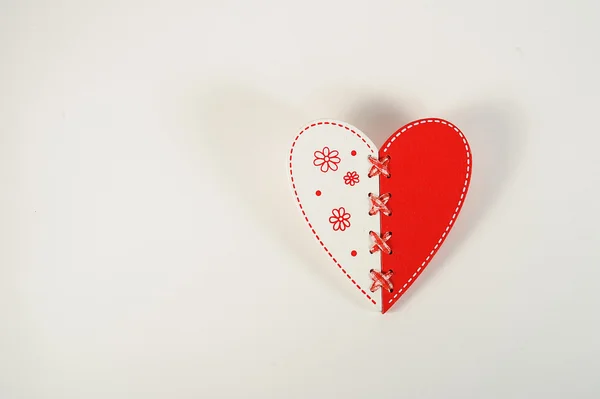 White and red heart buttons, on a white background. — Stock Photo, Image