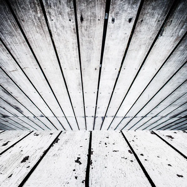 Witte houten vloer en muur met vignettering — Stockfoto