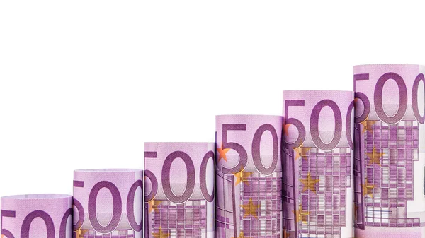 Étapes ascendantes de 500 billets en euros — Photo
