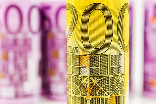 Вид крупным планом банкноты 200 евро — стоковое фото