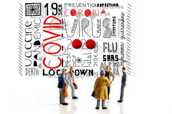 Tým Lidí Kteří Rozhodují Corona Covid Virus Plandemie Nalezení Nejlepšího — Stock fotografie
